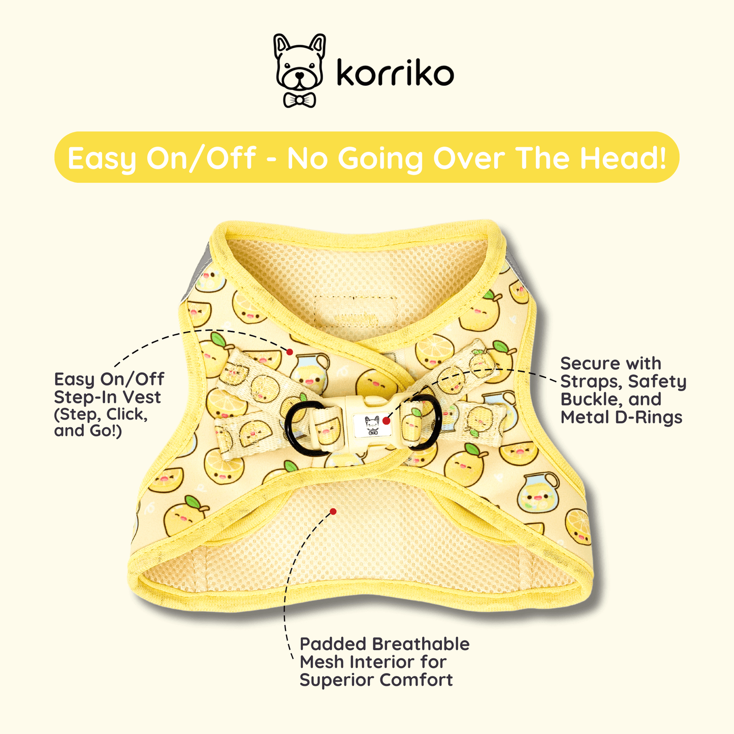 Step-In Vest Dog Harness - Lemonade